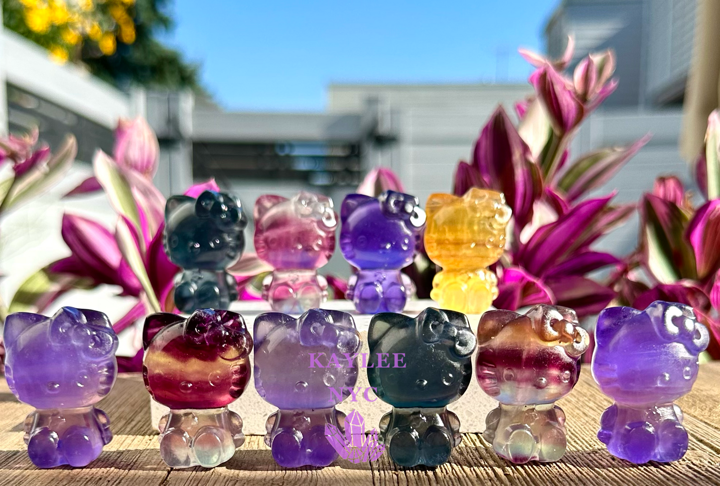 12 PCs 1.5” Natural Candy Fluorite Hello Kitty