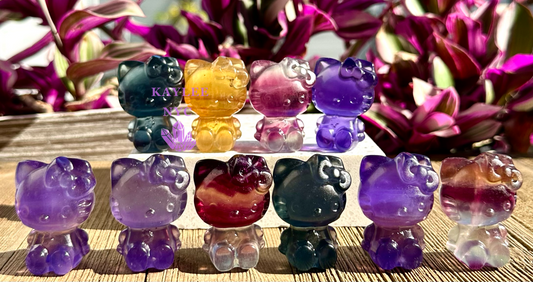 12 PCs 1.5” Natural Candy Fluorite Hello Kitty