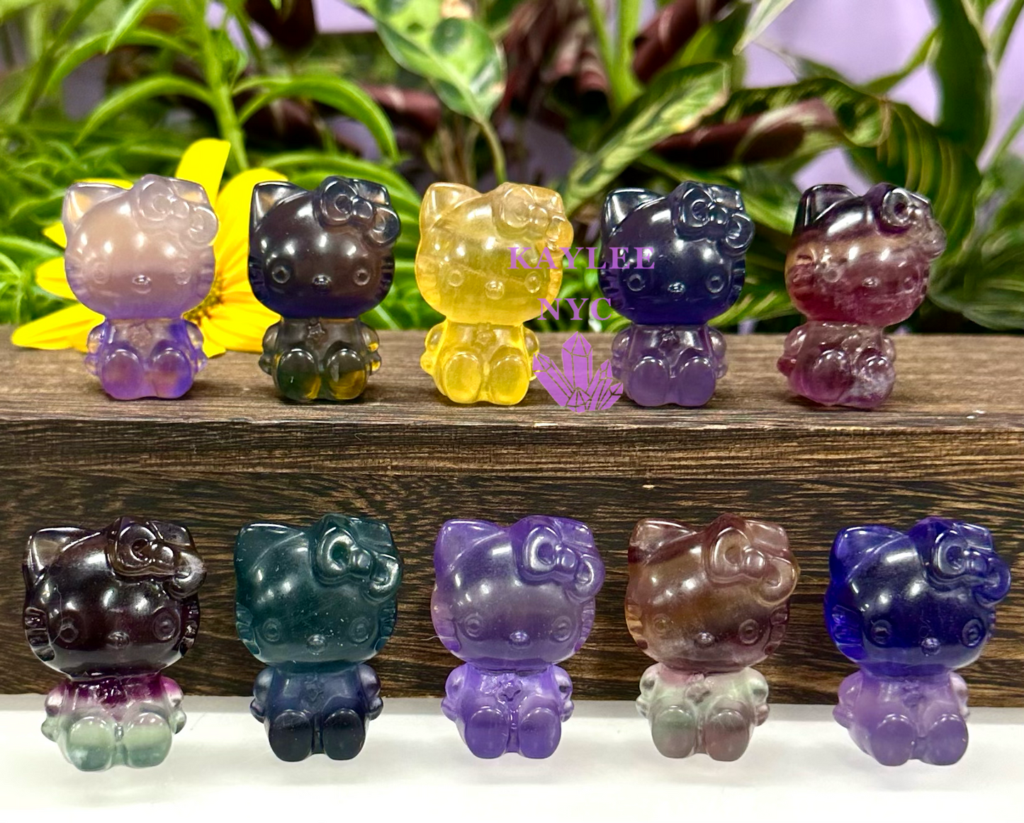 12 PCs 1.5” Natural Candy Fluorite Hello Kitty