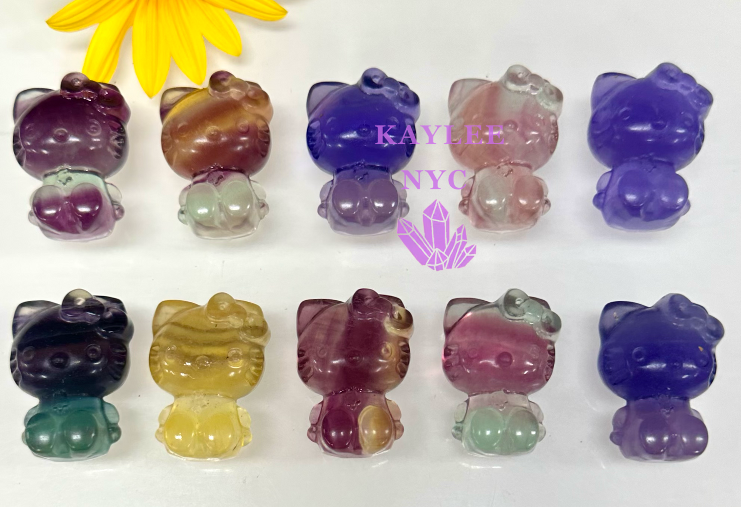 12 PCs 1.5” Natural Candy Fluorite Hello Kitty