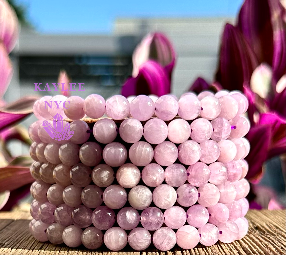 6 PCs 7mm Natural Kunzite Stretch Bracelet