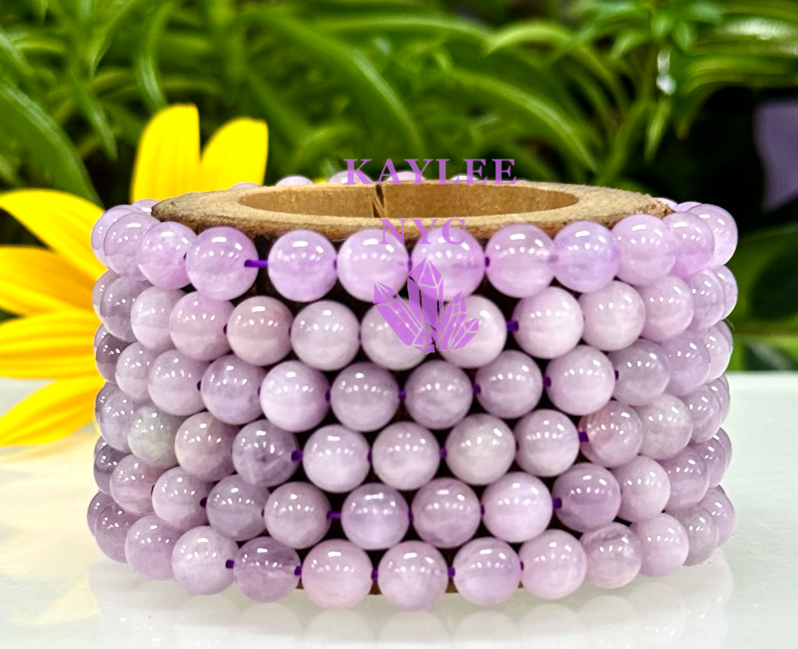 6 PCs 7mm Natural Kunzite Stretch Bracelet