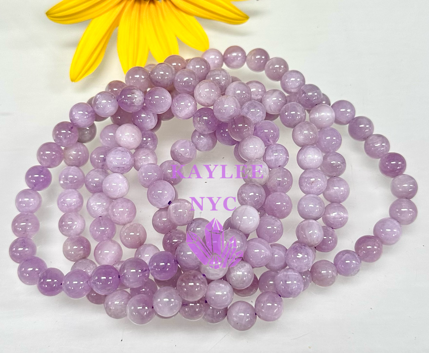 6 PCs 7mm Natural Kunzite Stretch Bracelet