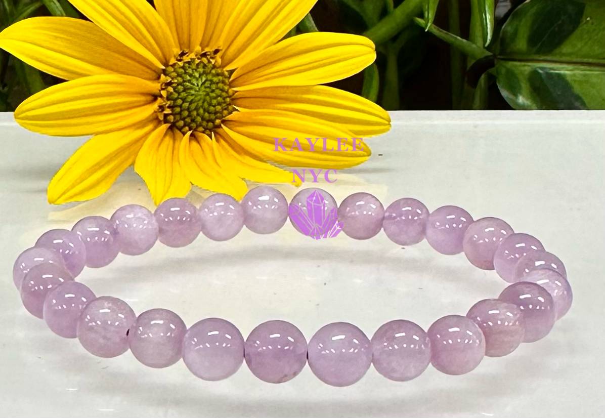 6 PCs 7mm Natural Kunzite Stretch Bracelet