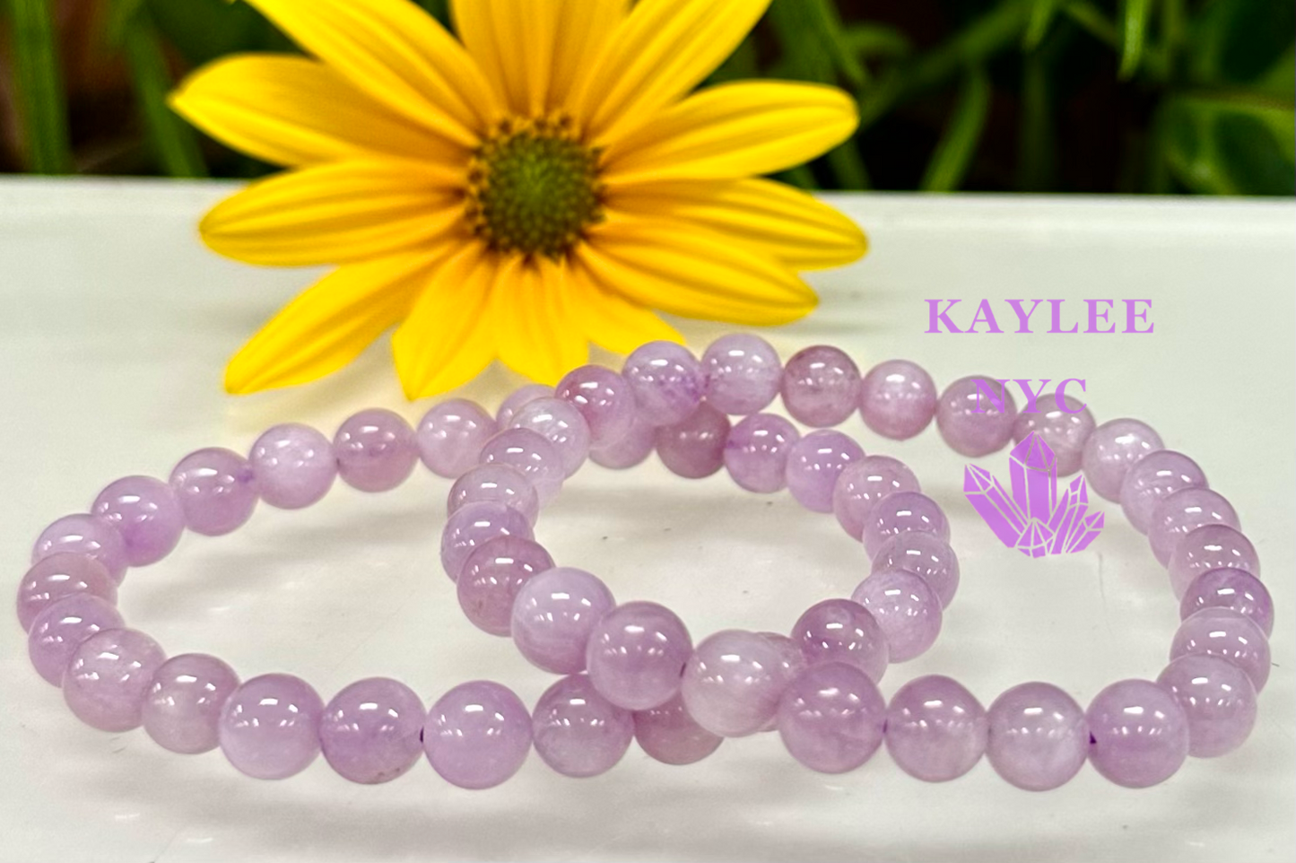 6 PCs 7mm Natural Kunzite Stretch Bracelet