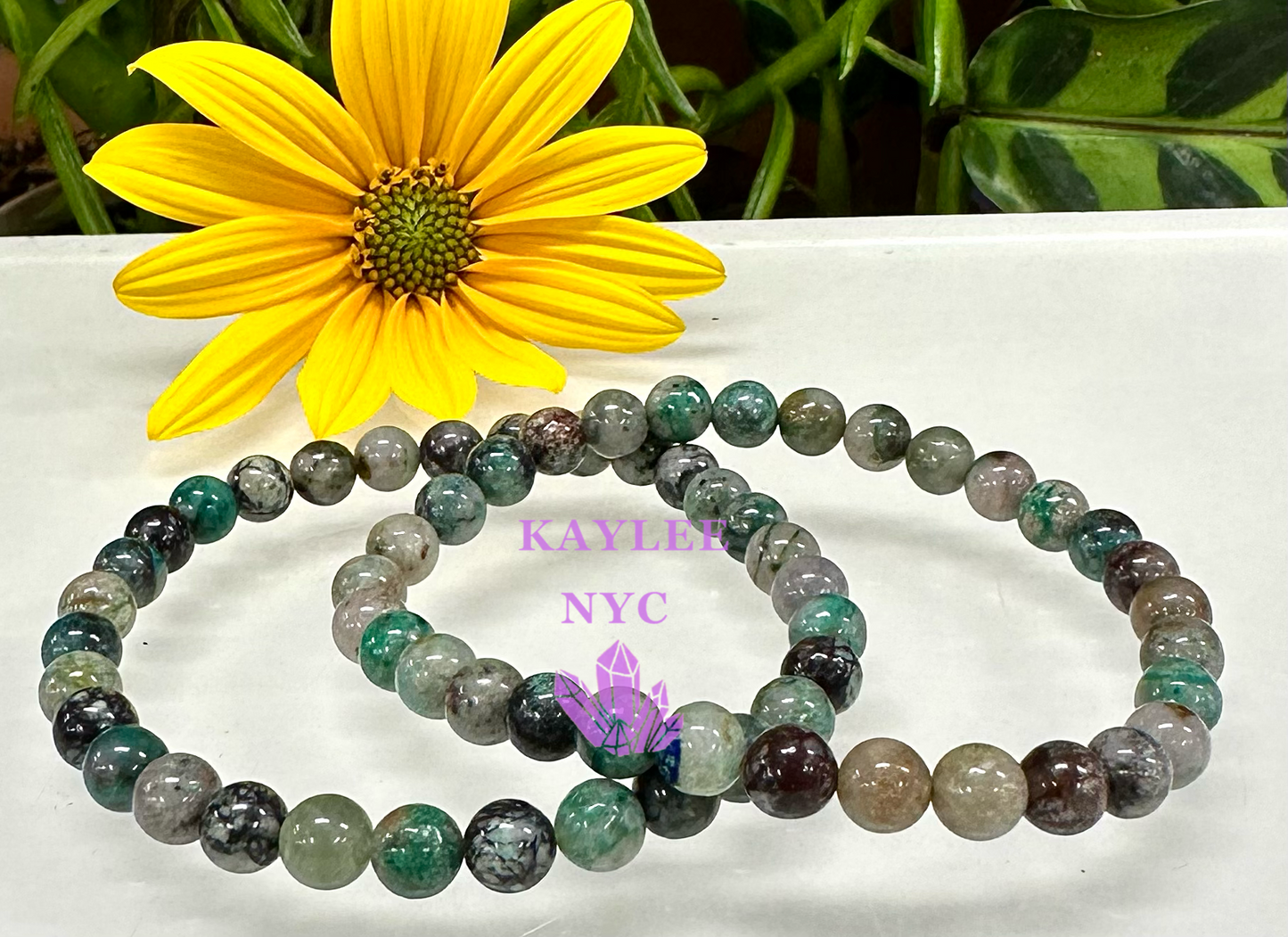 6pcs Natural 6mm Chrysocolla Fynchenite Stretch Bracelet