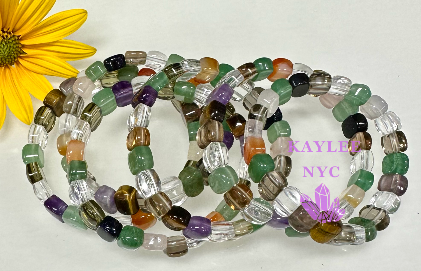 6 Pcs 8 Mix Crystal 10mm ~7” Crystal Healing Stretch Bracelet