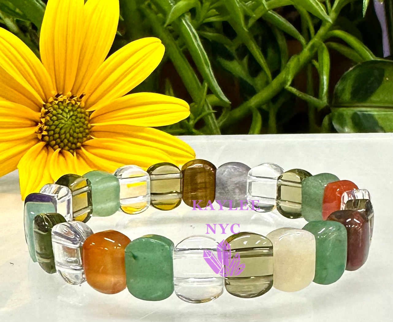 6 Pcs 8 Mix Crystal 10mm ~7” Crystal Healing Stretch Bracelet