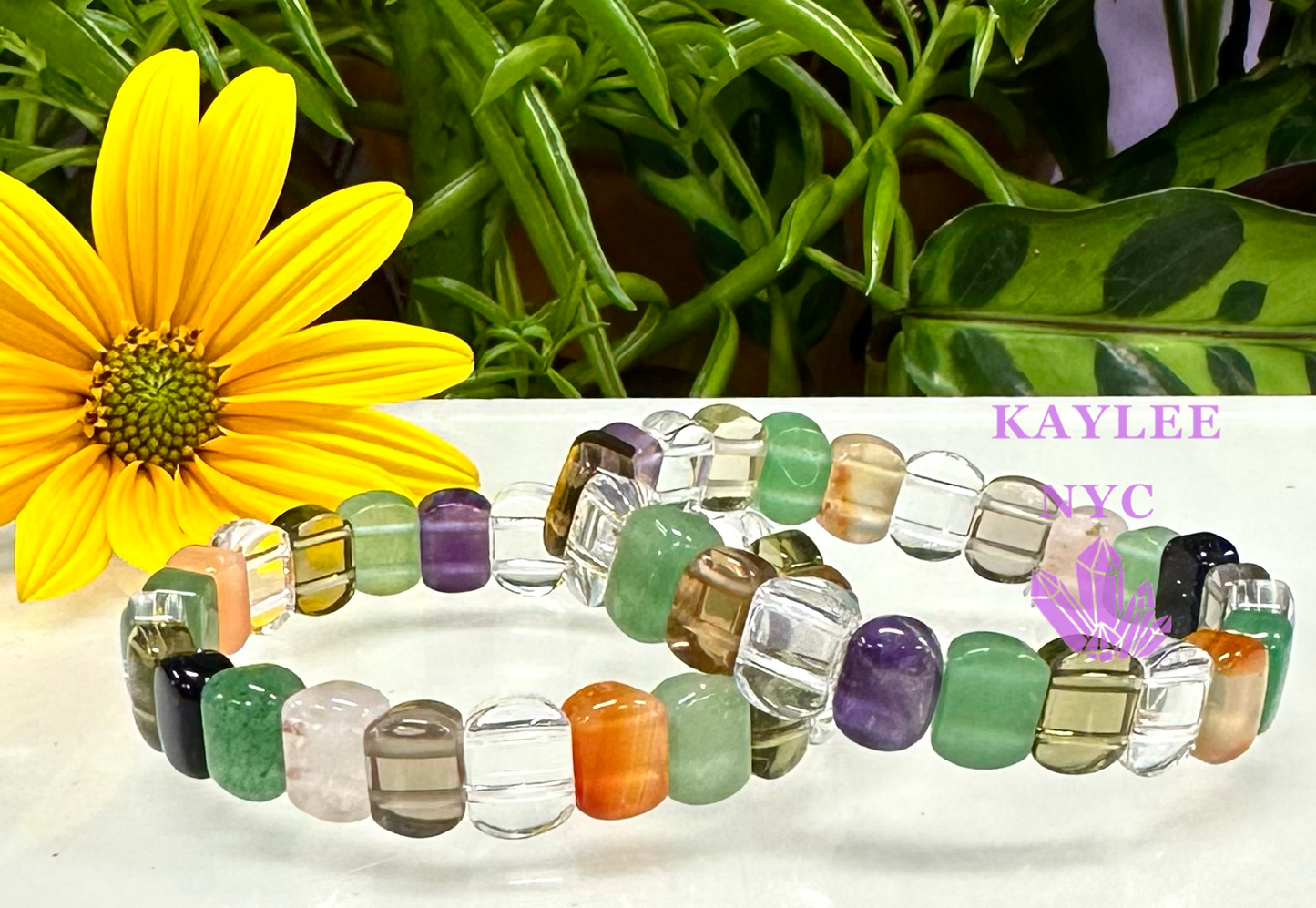 6 Pcs 8 Mix Crystal 10mm ~7” Crystal Healing Stretch Bracelet