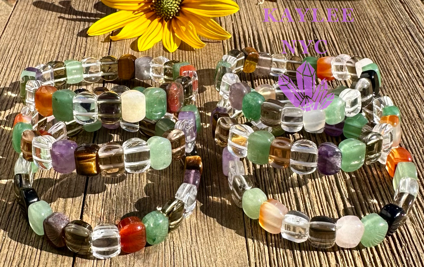 6 Pcs 8 Mix Crystal 10mm ~7” Crystal Healing Stretch Bracelet