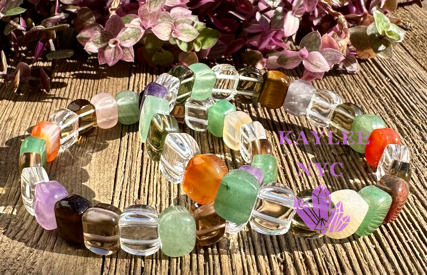 6 Pcs 8 Mix Crystal 10mm ~7” Crystal Healing Stretch Bracelet