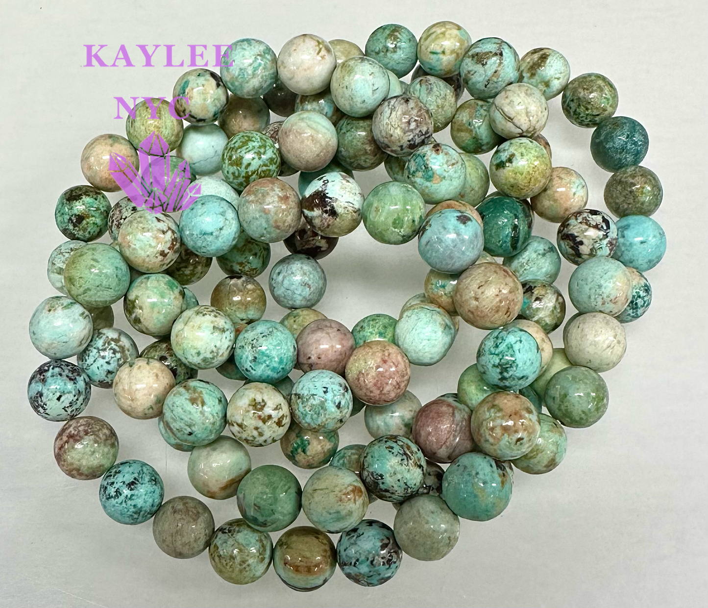 6 Pcs Natural Turquoise 10mm 8” Crystal Healing Stretch Bracelet