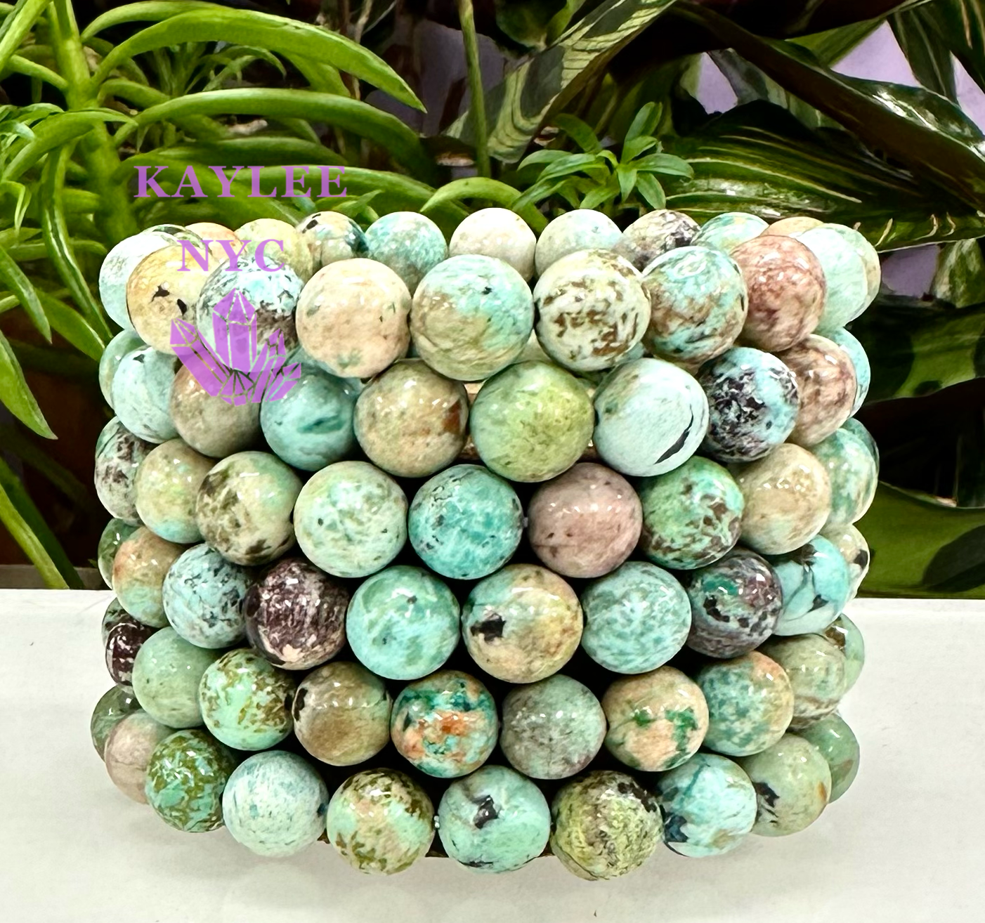 6 Pcs Natural Turquoise 10mm 8” Crystal Healing Stretch Bracelet