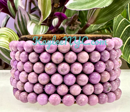 6 PCs 6mm Natural Faceted Phosphosiderite Stretch Bracelet 7.5”