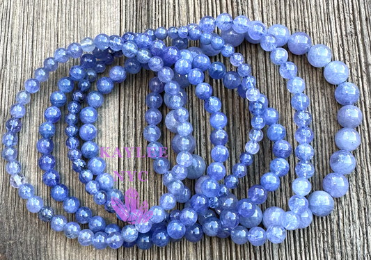 Wholesale 6 Pcs Mix Size Natural Tanzanite 6mm 7.5” Crystal Stretch Bracelet