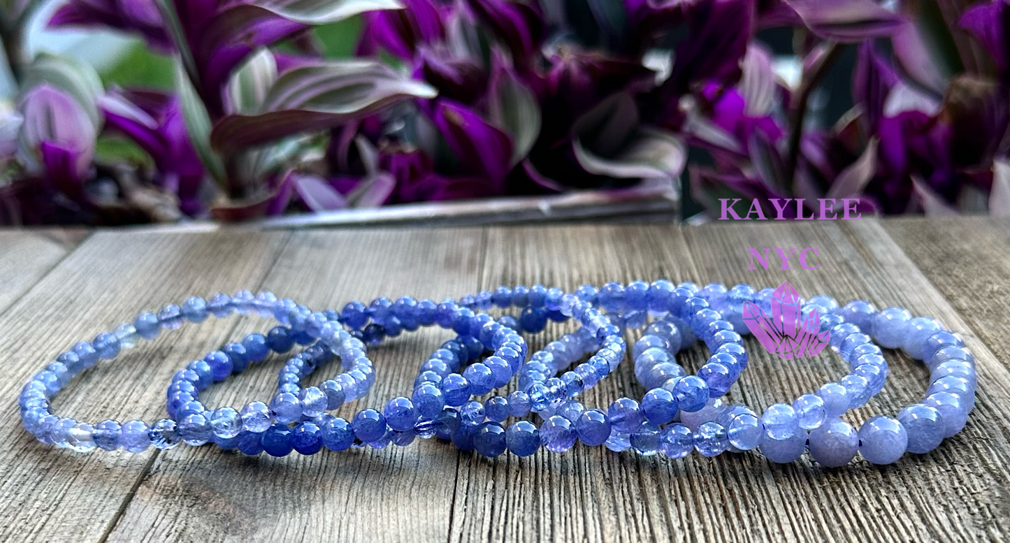 Wholesale 6 Pcs Mix Size Natural Tanzanite 6mm 7.5” Crystal Stretch Bracelet