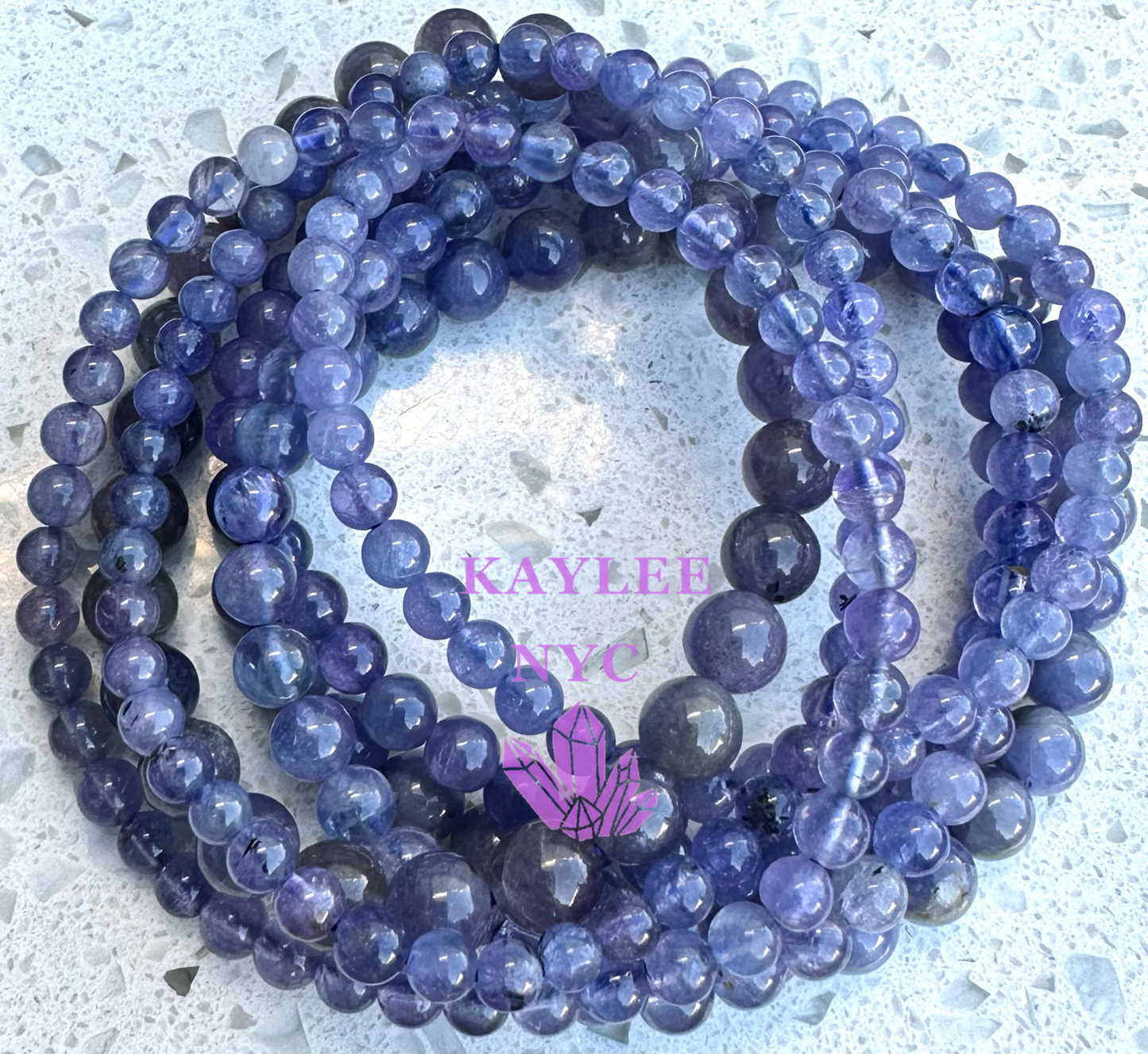 Wholesale 6 Pcs Mix Size Natural Tanzanite 6mm 7.5” Crystal Stretch Bracelet