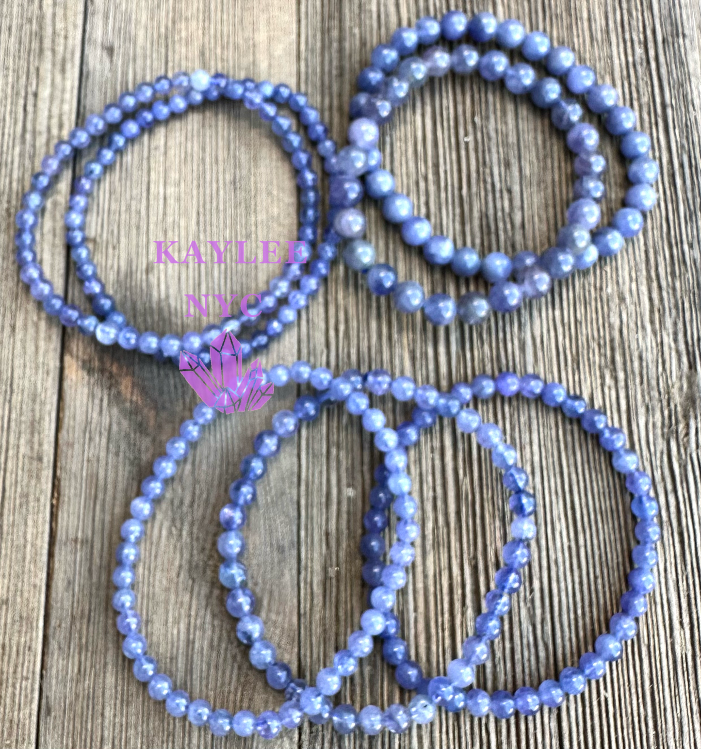 Wholesale 6 Pcs Mix Size Natural Tanzanite 6mm 7.5” Crystal Stretch Bracelet