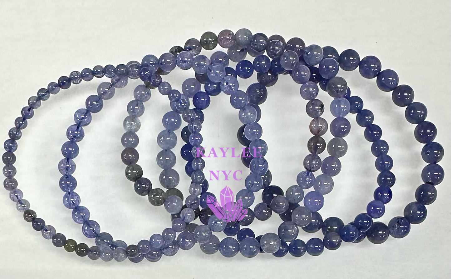 Wholesale 6 Pcs Mix Size Natural Tanzanite 6mm 7.5” Crystal Stretch Bracelet