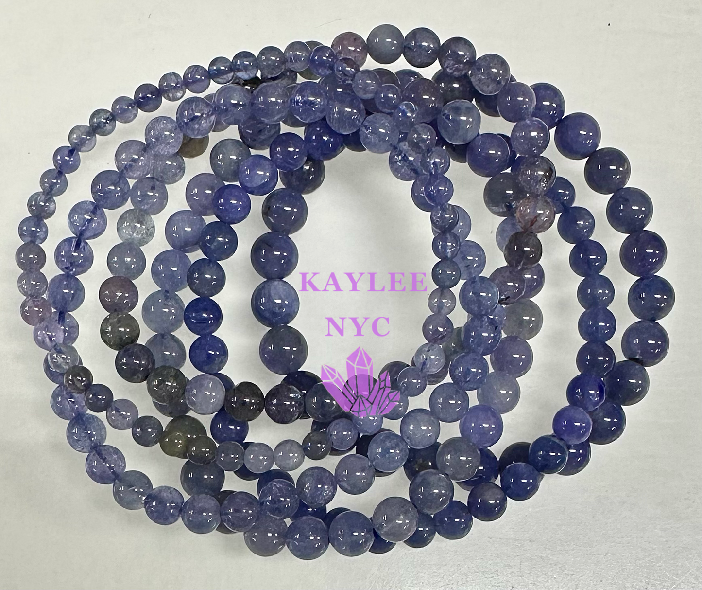 Wholesale 6 Pcs Mix Size Natural Tanzanite 6mm 7.5” Crystal Stretch Bracelet