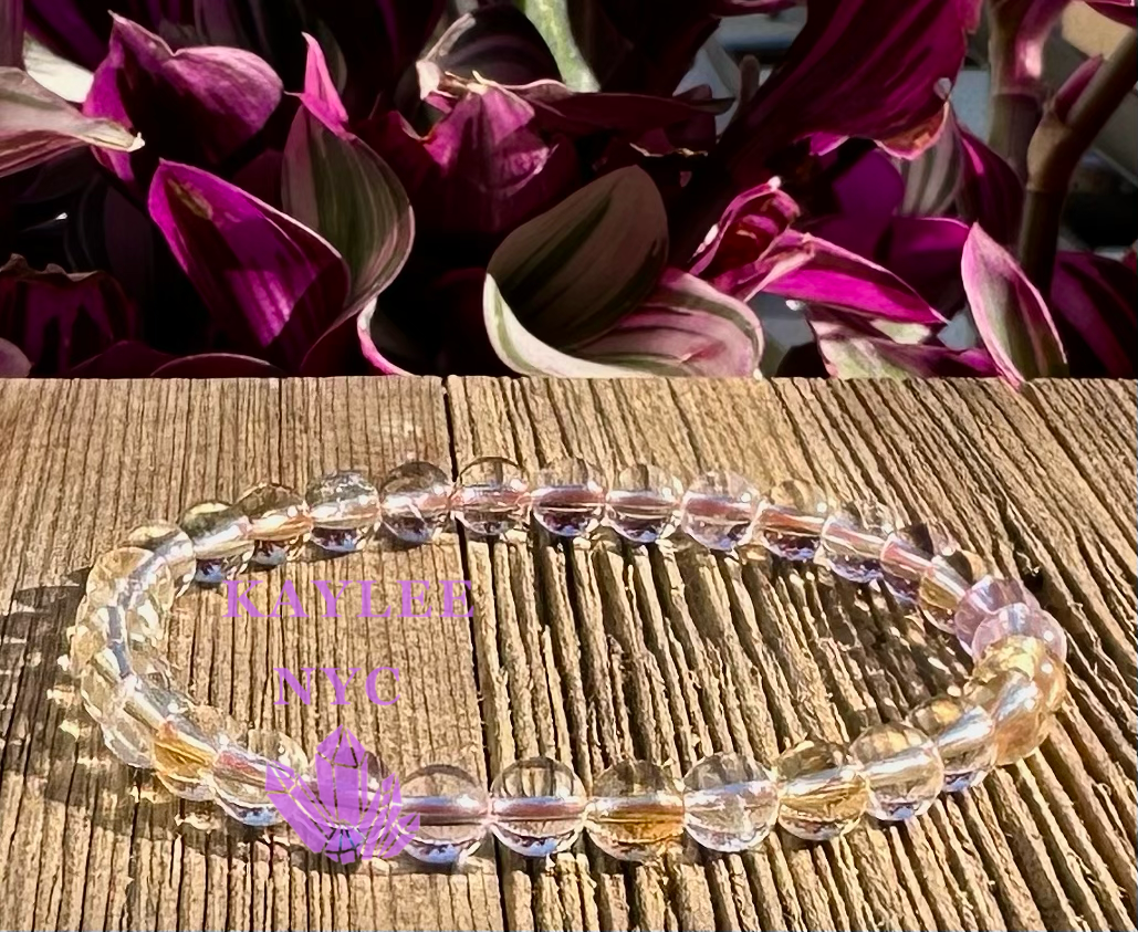 6 Pcs Natural Ametrine 6mm 7.5” Crystal Healing Stretch Bracelet