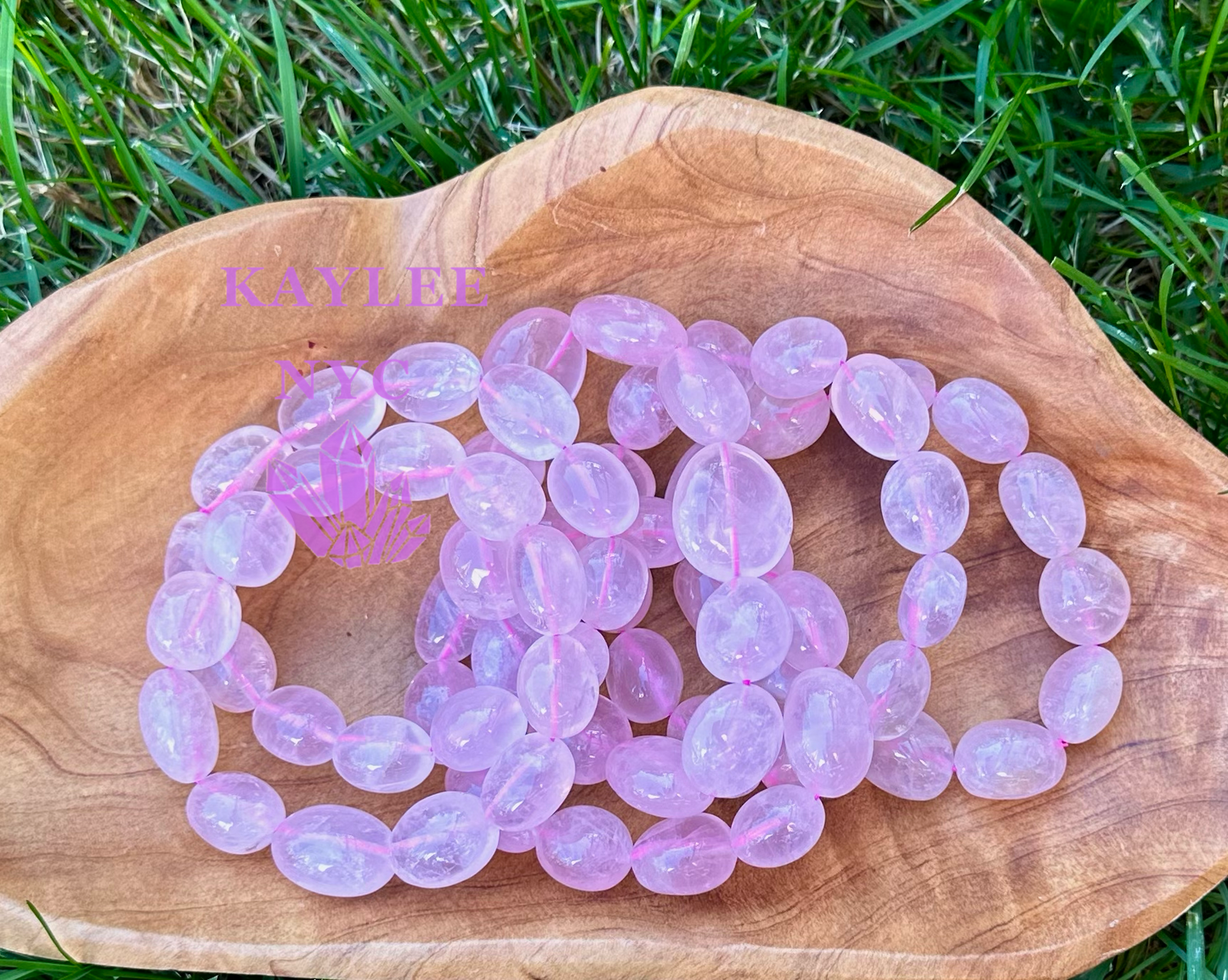 6 Pcs Natural Rose Quartz tumble Stretch Bracelet Crystal Healing Energy