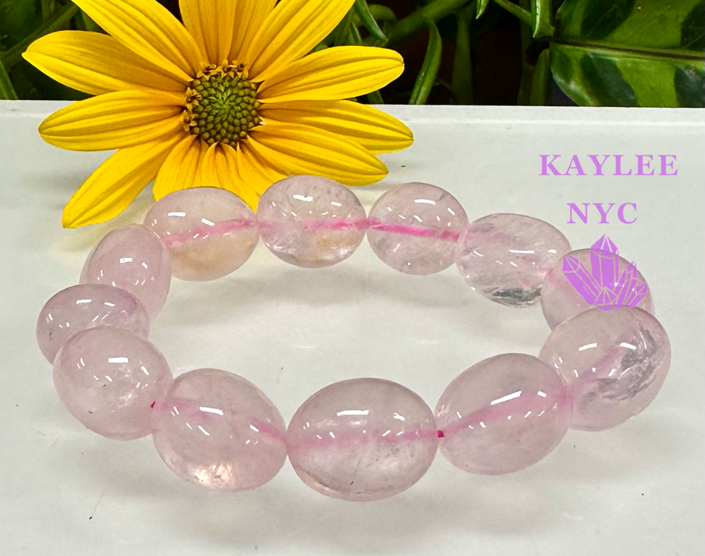 6 Pcs Natural Rose Quartz tumble Stretch Bracelet Crystal Healing Energy