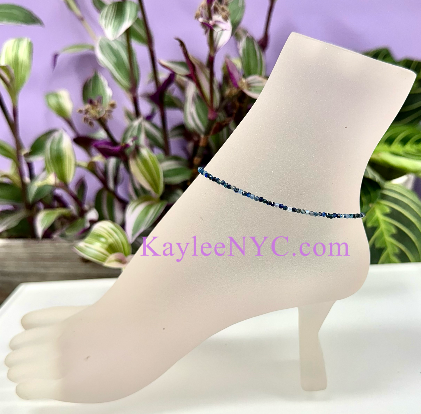 6 PCs 2mm Natural Sapphire Anklets Crystal Healing Energy