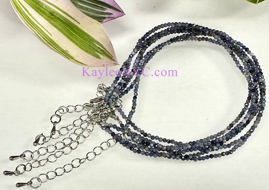 6 PCs 2mm Natural Sapphire Anklets Crystal Healing Energy