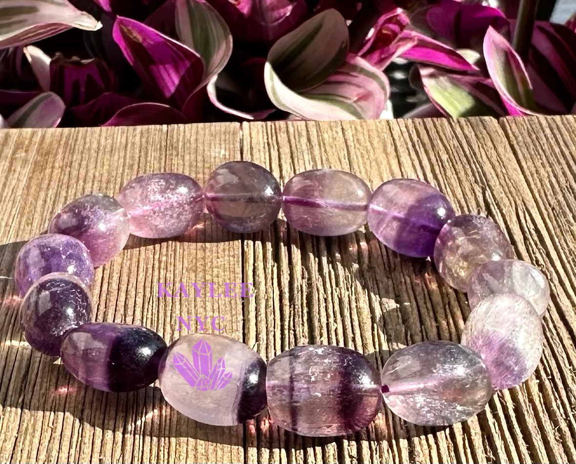 Wholesale 6 Pcs Natural Fluorite tumble 8” Stretch Bracelet Crystal Healing Energy