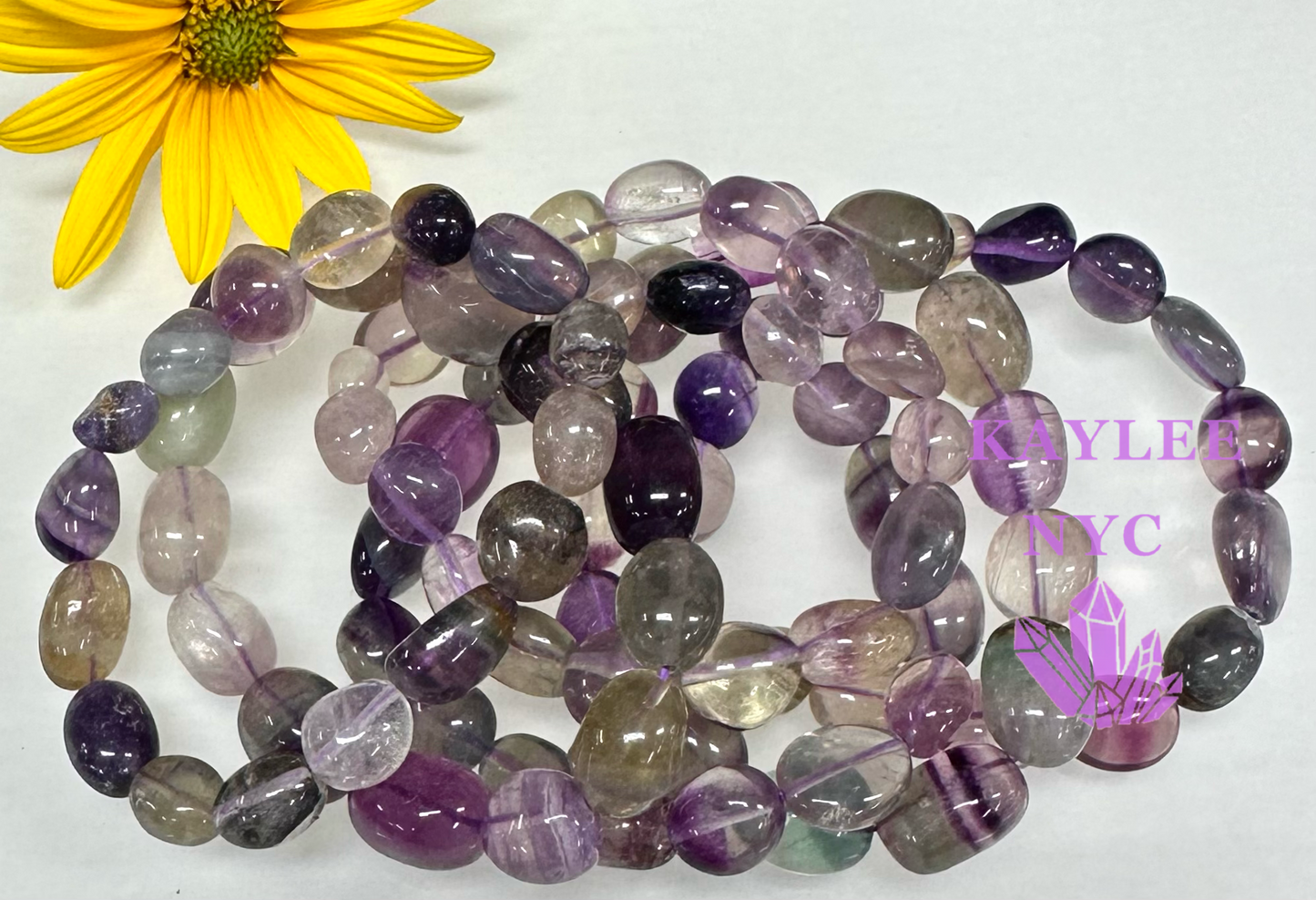 Wholesale 6 Pcs Natural Fluorite tumble 8” Stretch Bracelet Crystal Healing Energy