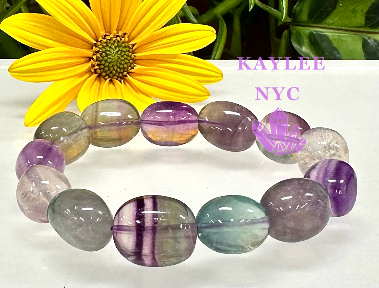 Wholesale 6 Pcs Natural Fluorite tumble 8” Stretch Bracelet Crystal Healing Energy