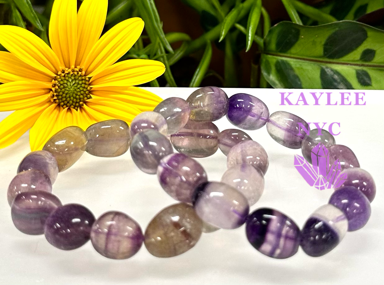 Wholesale 6 Pcs Natural Fluorite tumble 8” Stretch Bracelet Crystal Healing Energy