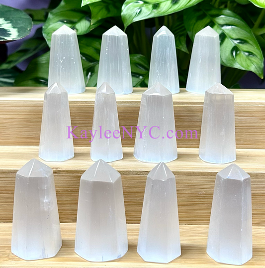 12 Natural Selenite aka Satin Spar Tower