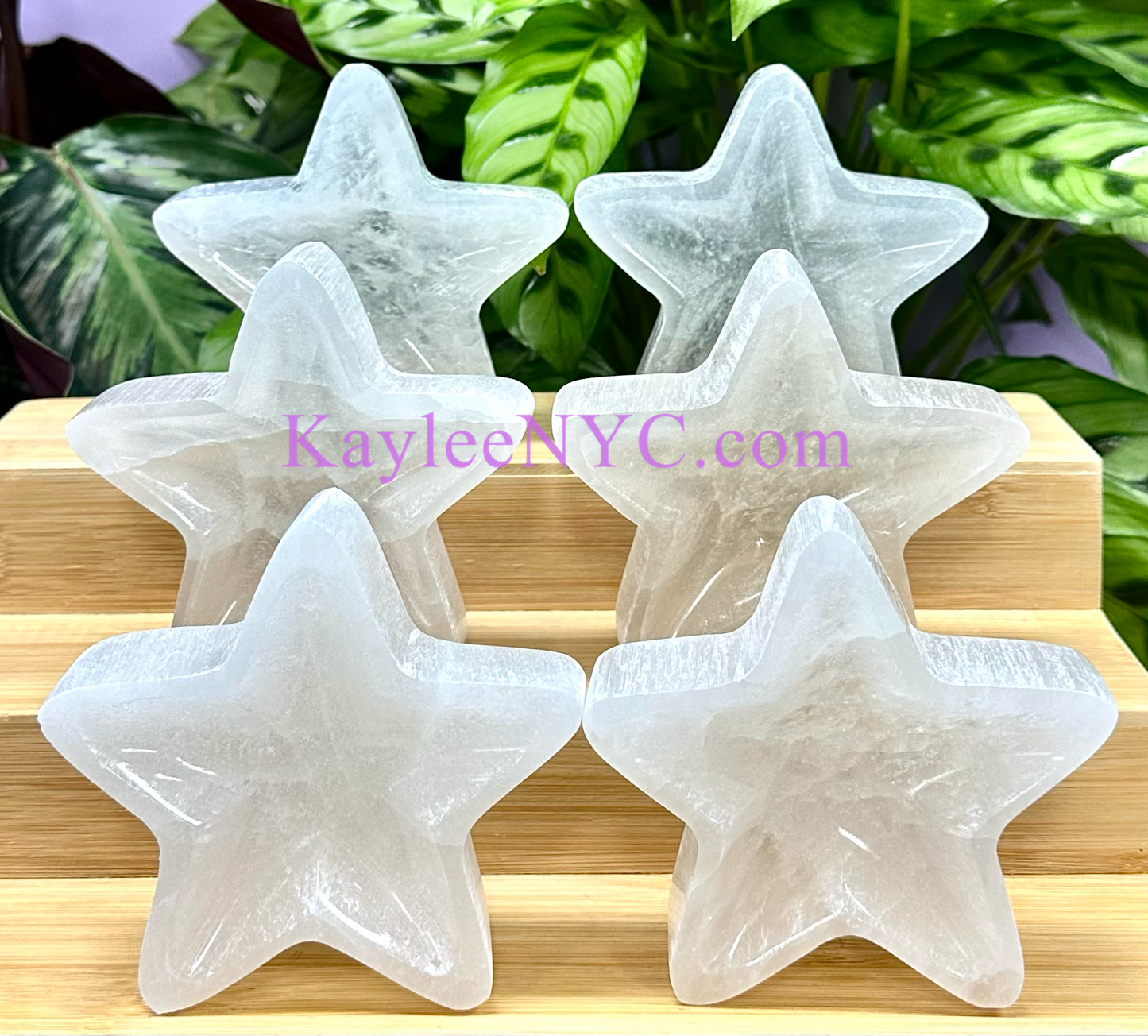 6 PCs large Natural Selenite aka Satin Spar Star Bowl ~10cm