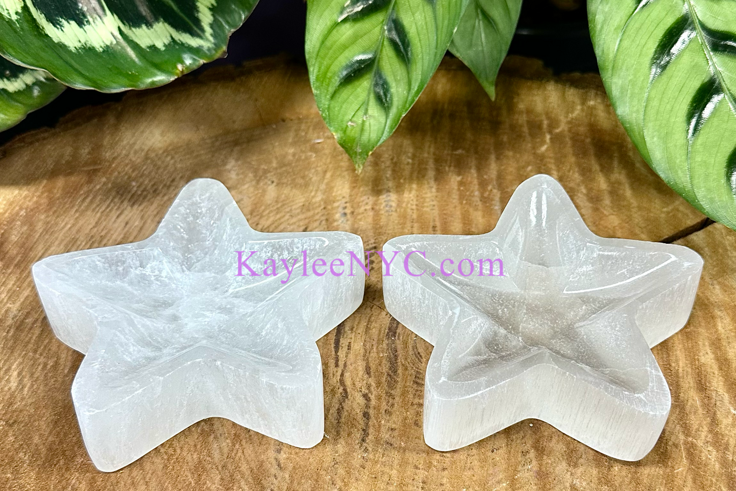 6 PCs large Natural Selenite aka Satin Spar Star Bowl ~10cm