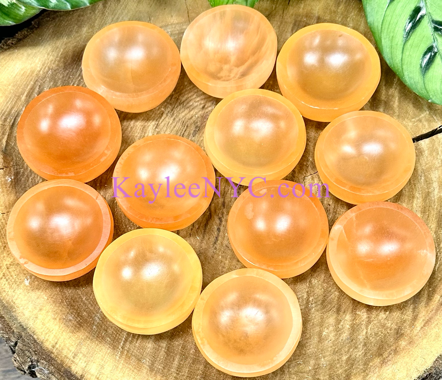 12PCs large Natural Peach Selenite aka Satin Spar Bowl ~6cm