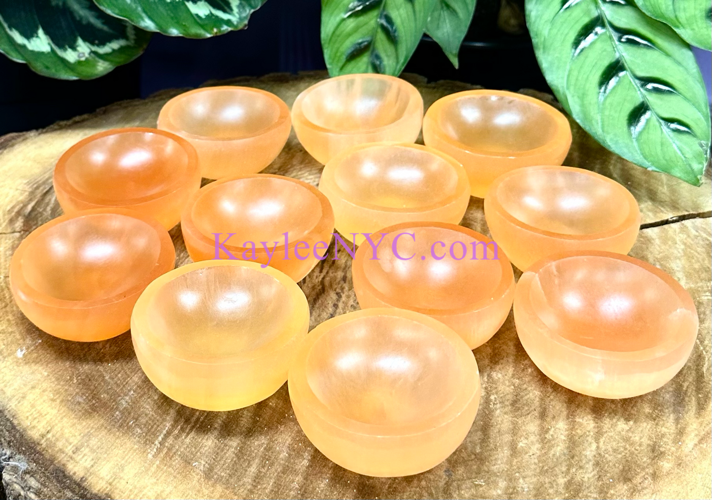 12PCs large Natural Peach Selenite aka Satin Spar Bowl ~6cm