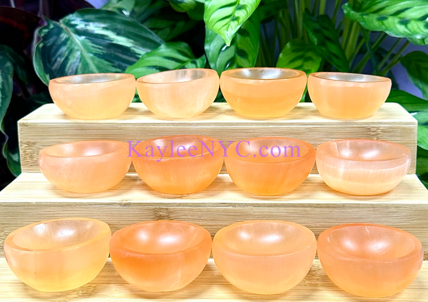 12PCs large Natural Peach Selenite aka Satin Spar Bowl ~6cm