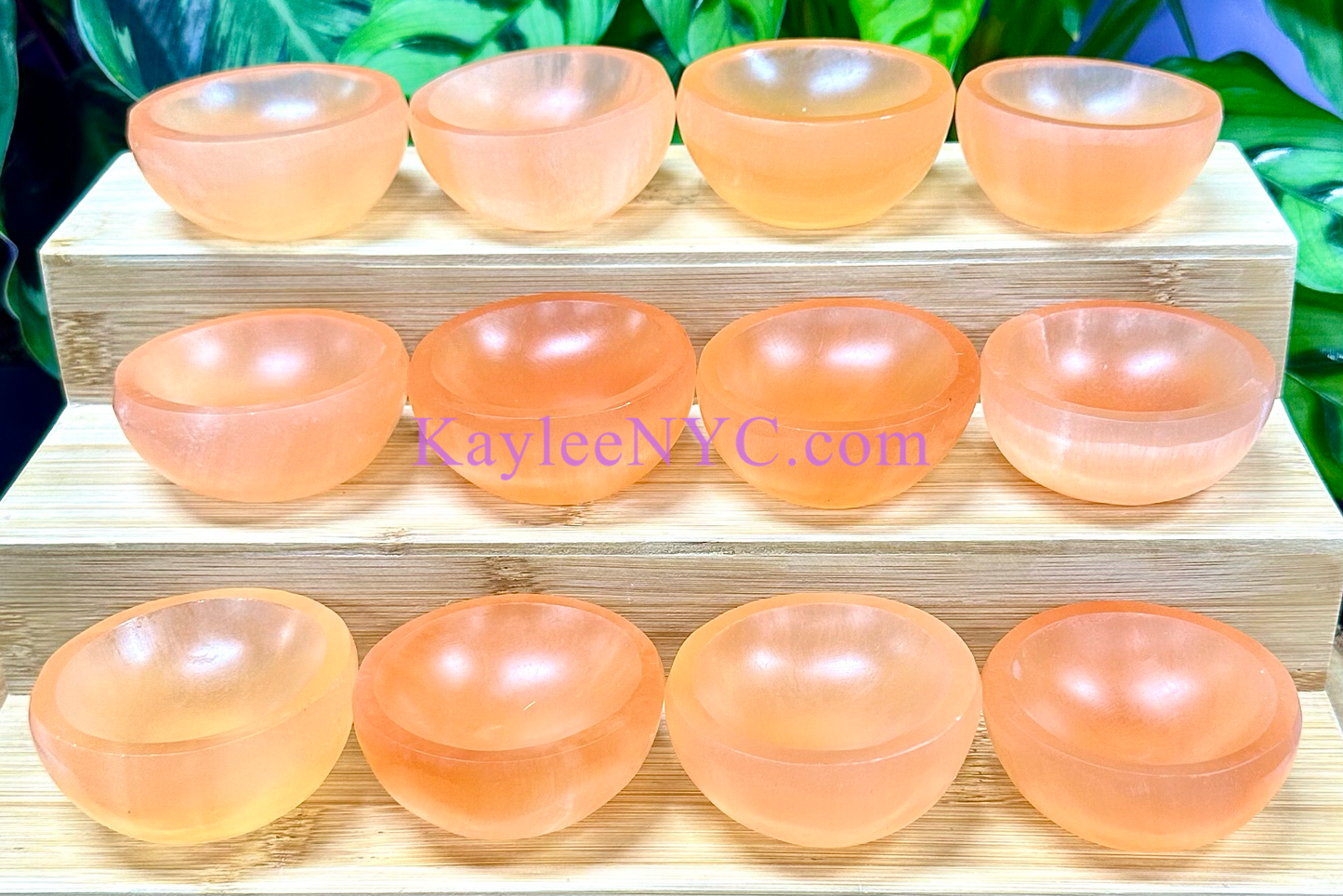 12PCs large Natural Peach Selenite aka Satin Spar Bowl ~6cm