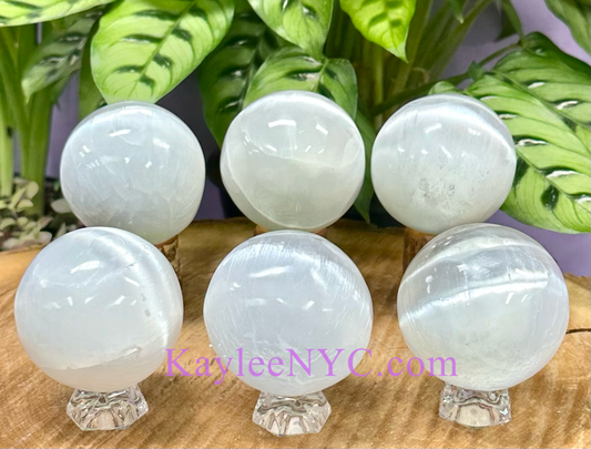 6 pcs Natural Selenite Aka Satin Spar Crystal Sphere