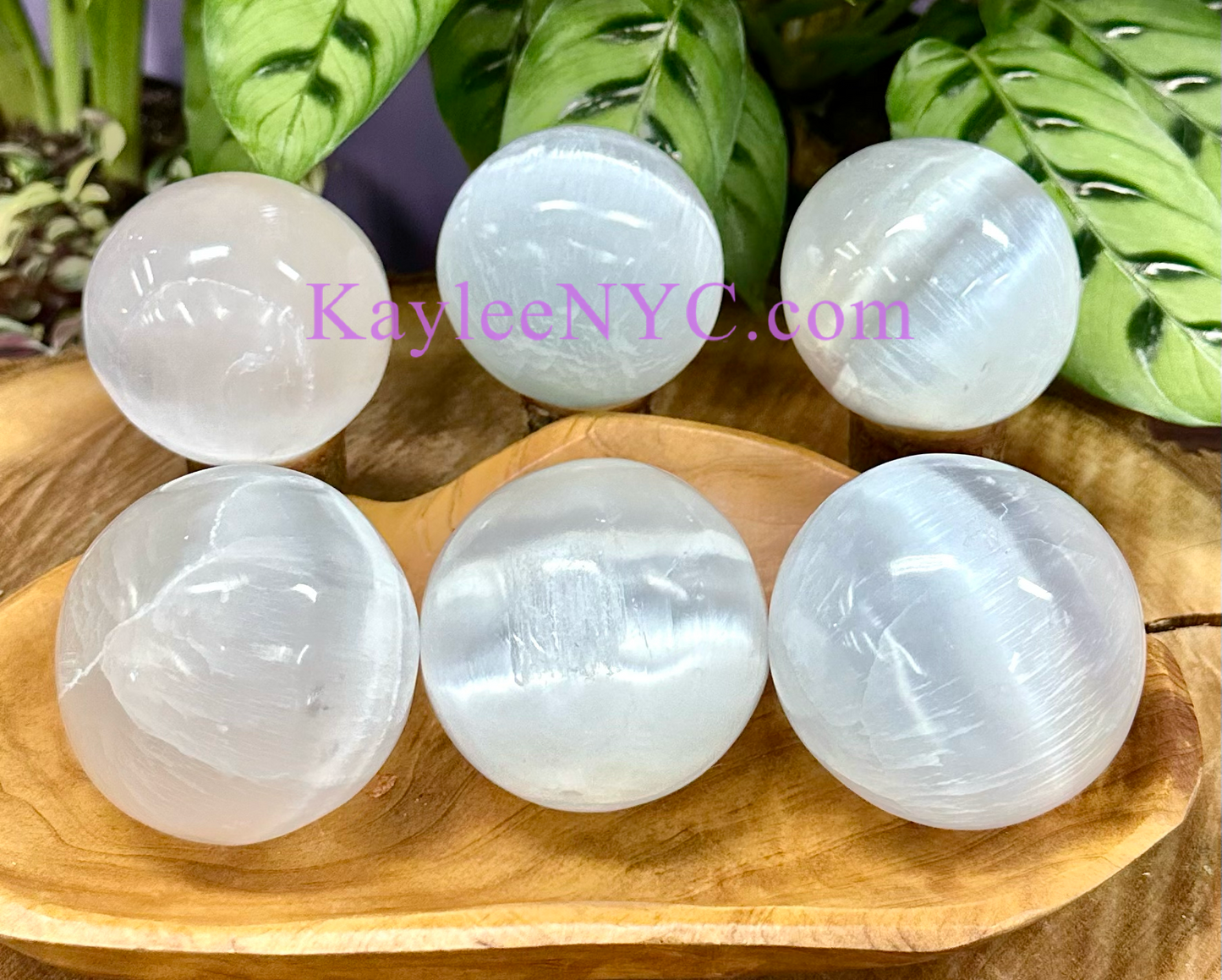 6 pcs Natural Selenite Aka Satin Spar Crystal Sphere