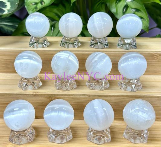 12 pcs Natural Selenite Aka Satin Spar Crystal Sphere ~4cm