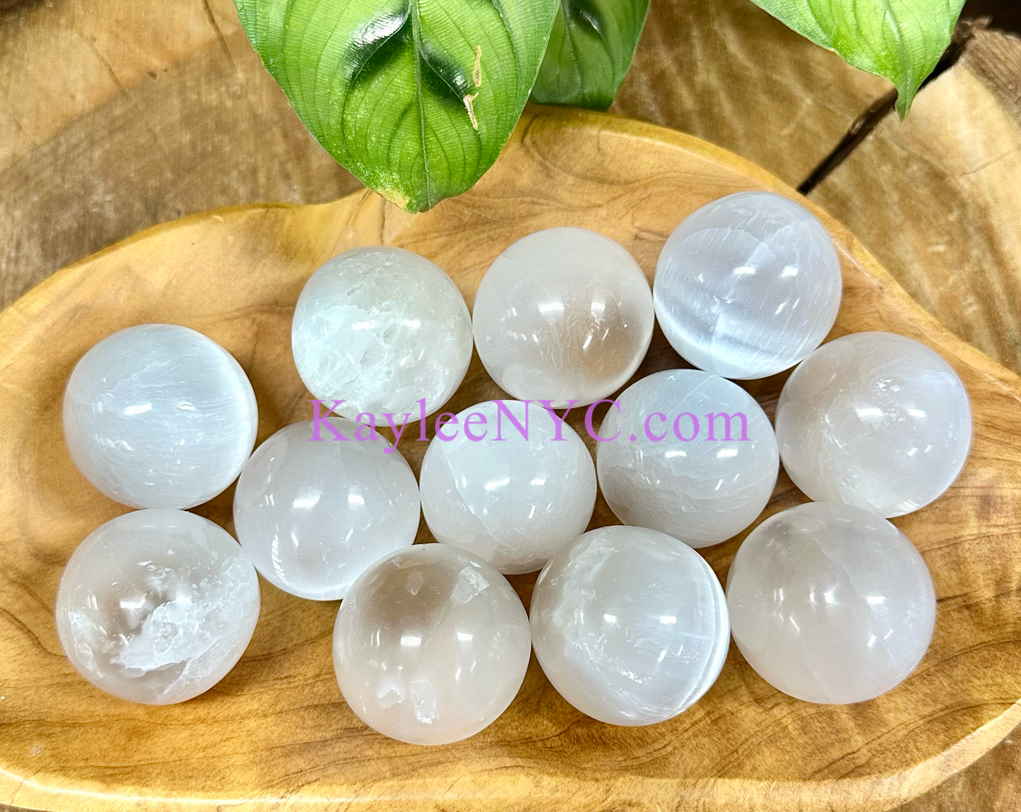 12 pcs Natural Selenite Aka Satin Spar Crystal Sphere ~4cm