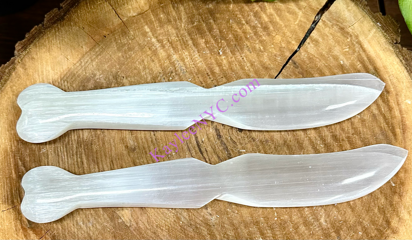 Wholesale Lot 6 pcs Natural Selenite aka Satin Spar Knife ~30cm