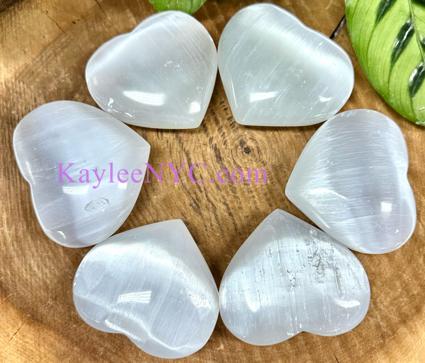 Wholesale Lot 6 pcs Natural Selenite aka Satin Spar Heart 8cm Healing Energy