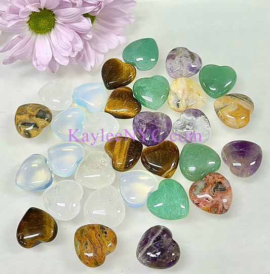 Wholesale Lot 30 Pcs 20mm Mix Crystal Hearts Healing Energy