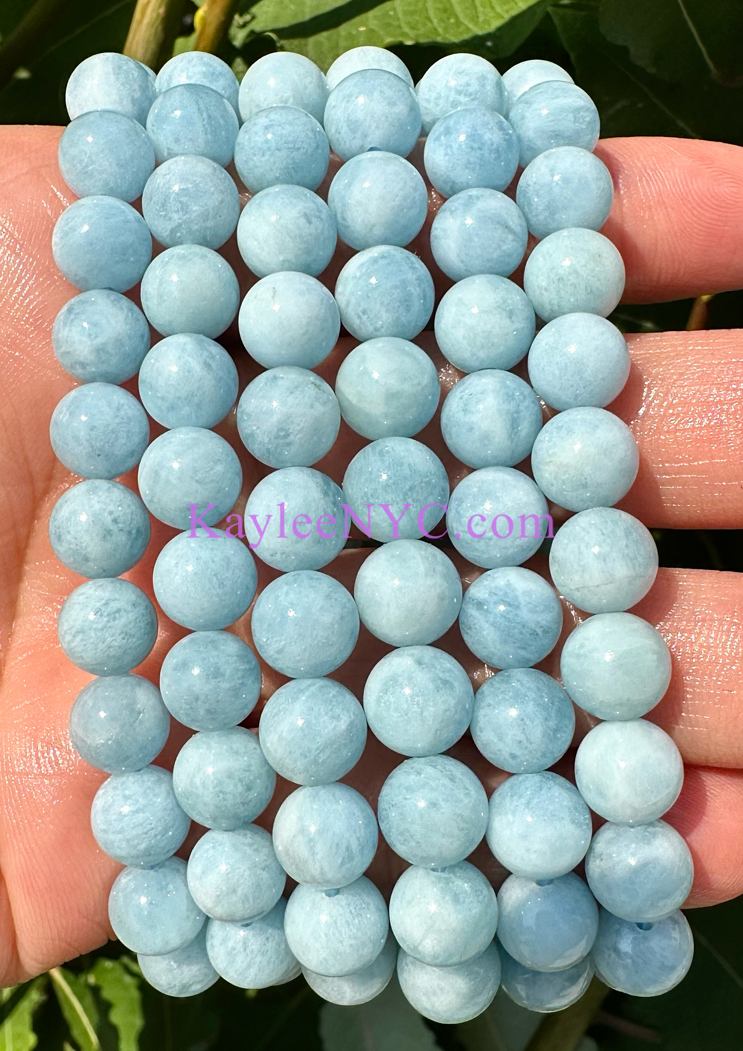 Wholesale 6 Pcs Natural Aquamarine 8mm 7.5” Crystal Healing Stretch Bracelet