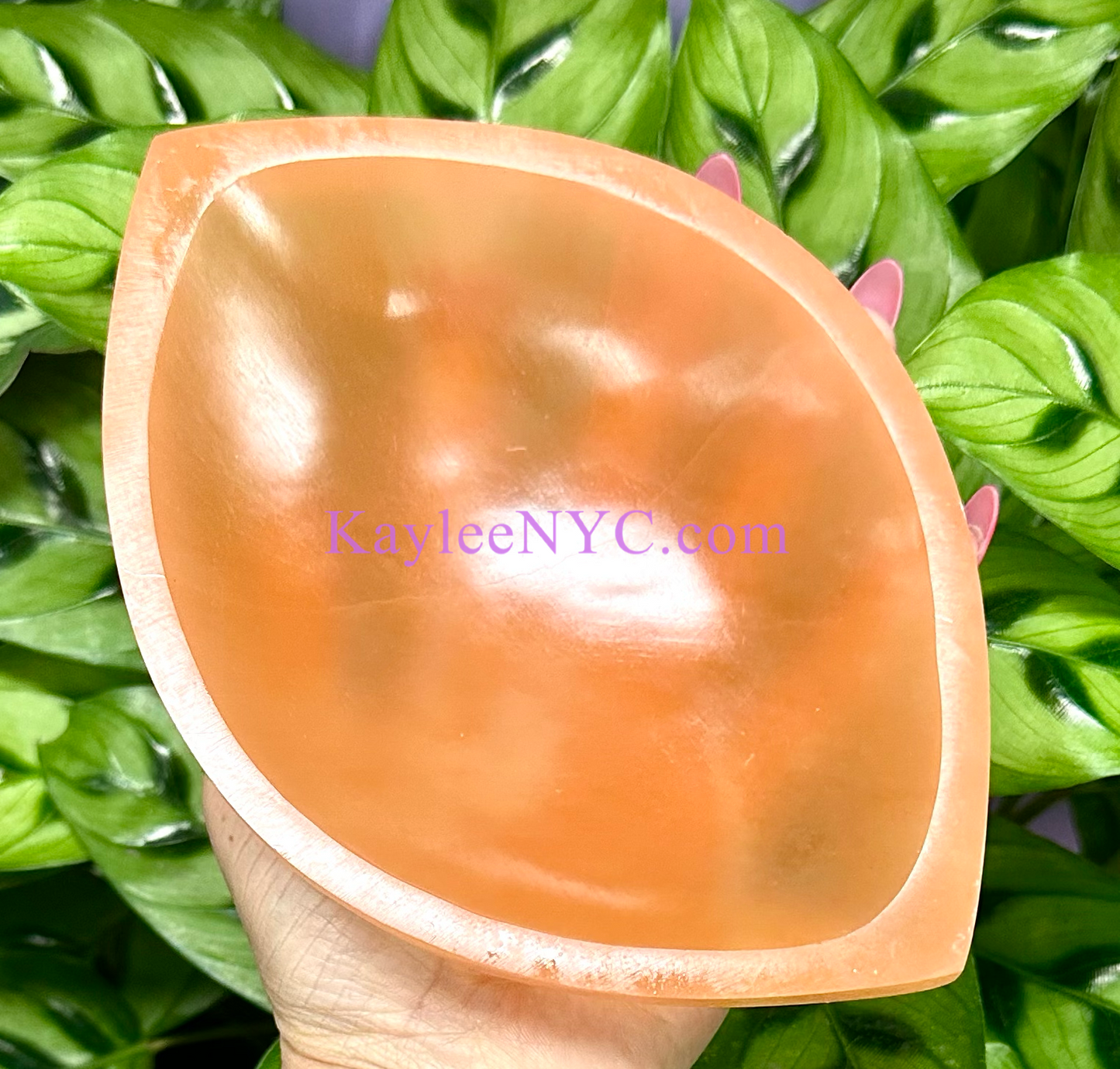 3 PCs large Natural Selenite aka Satin Spar Eye Shape Bowl