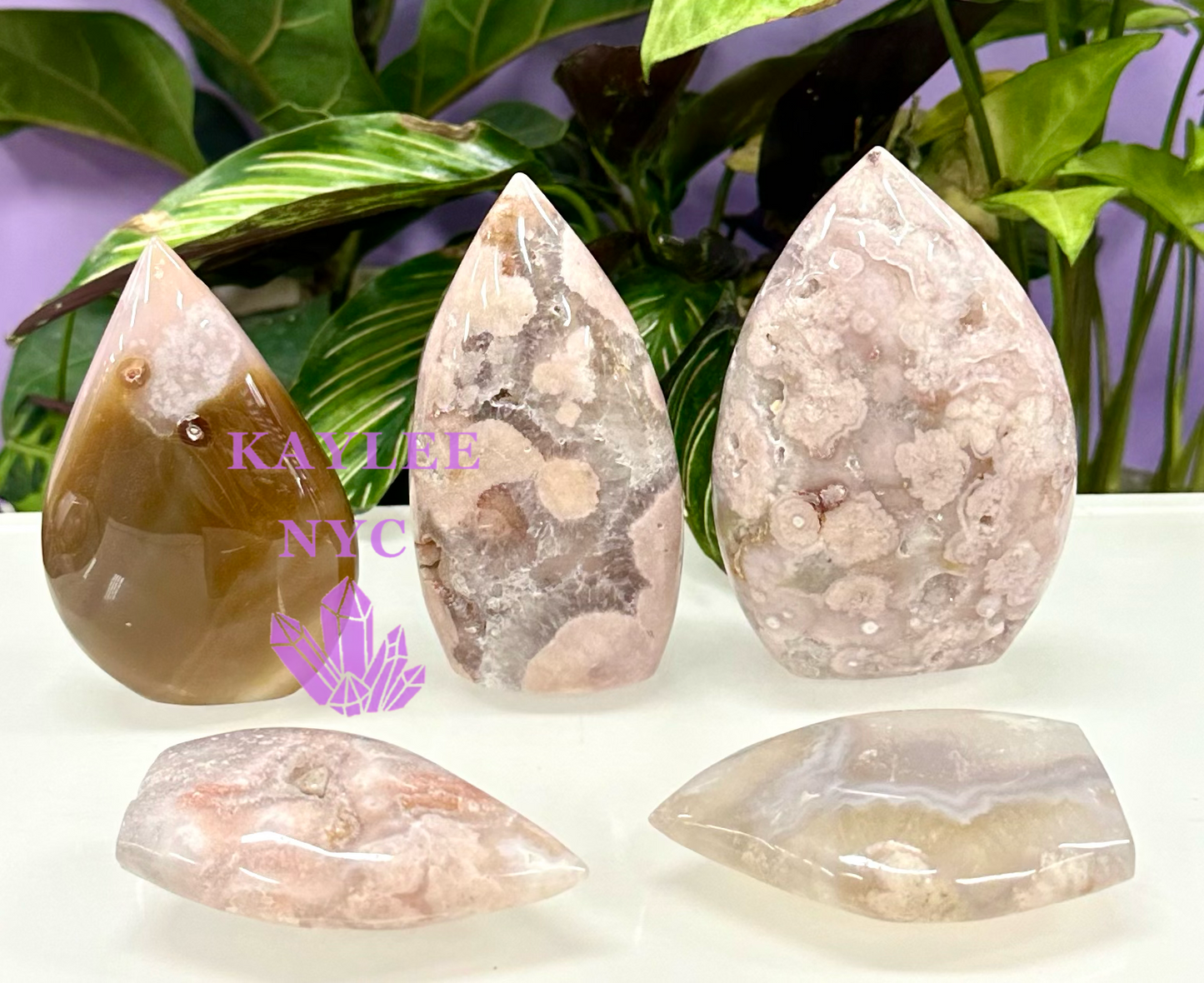 5-7 PCs Natural Pink Amethyst w Flower Agate Freeform